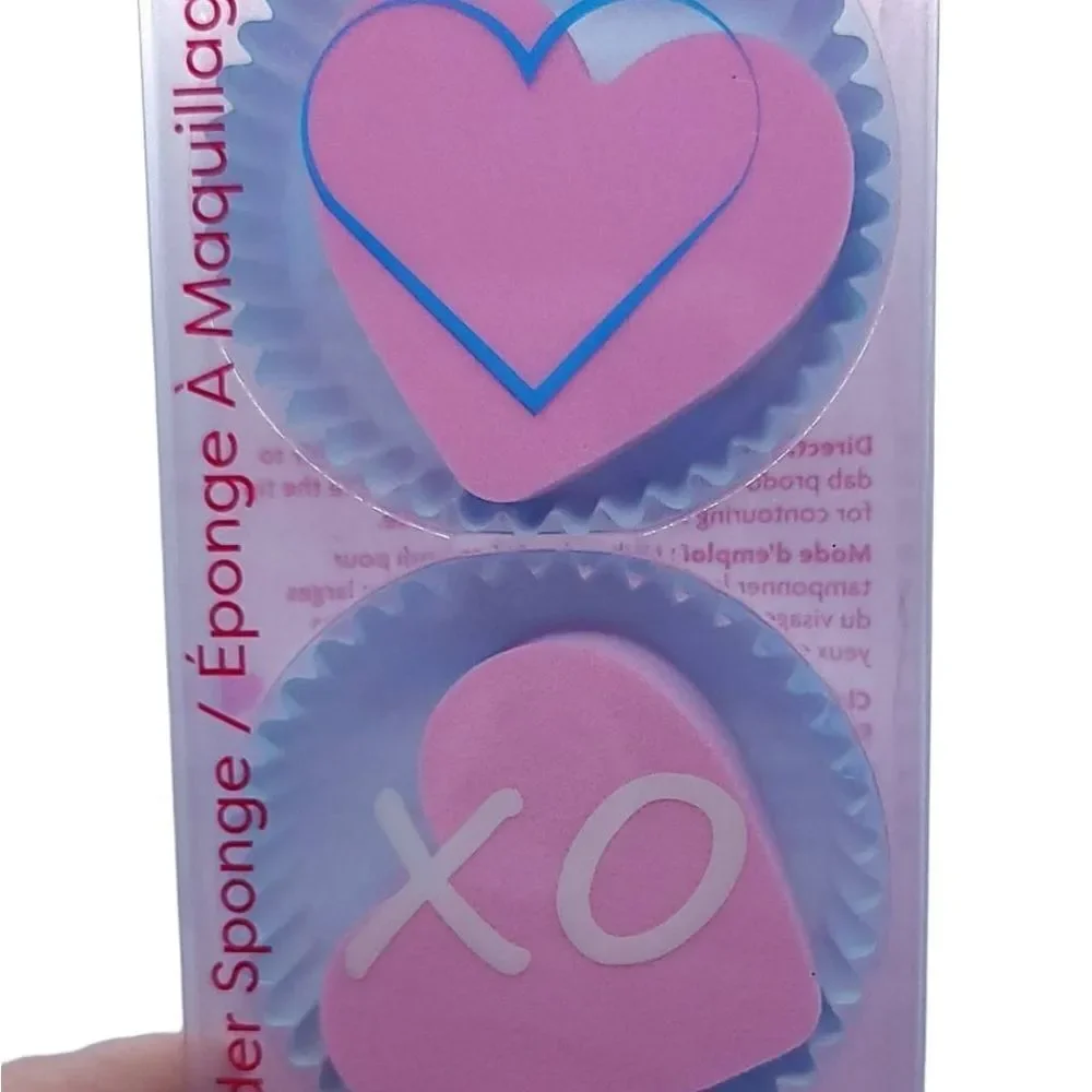 Pink Heart Makeup Blender Sponges 3pc Cupcake Valentine Beauty Gift Box Set NIP